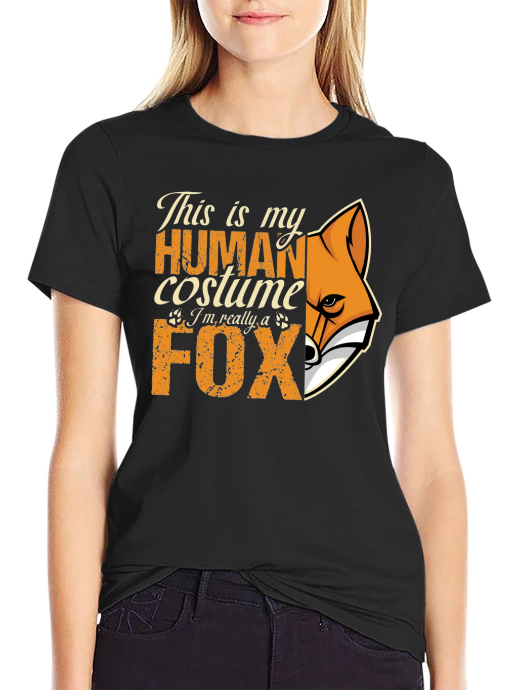 Human Costume Fox Graphic T-Shirt - Novelty Tee
