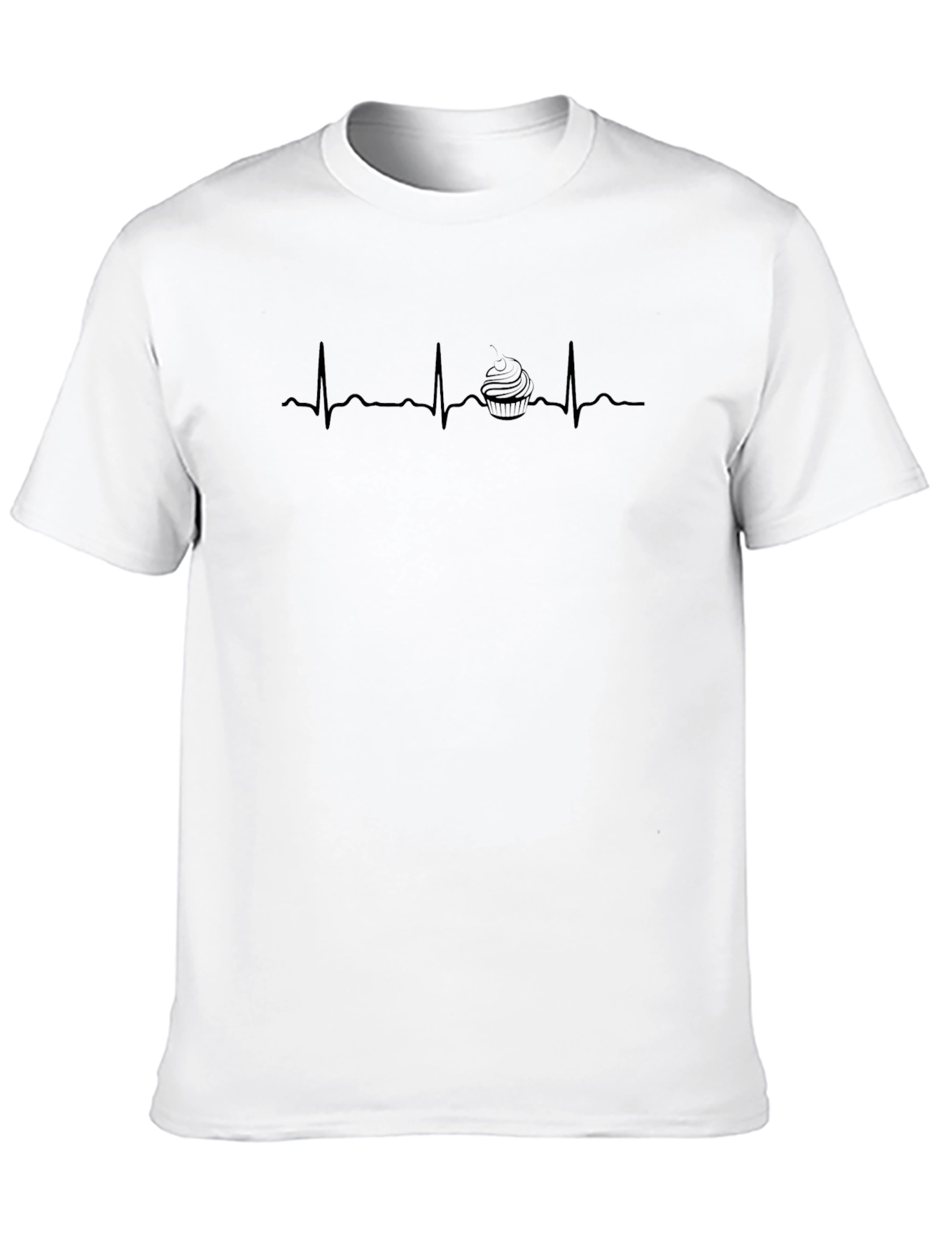 Cupcake Heartbeat T-Shirt - Black Cotton Graphic Tee