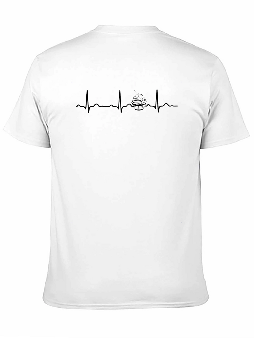 Cupcake Heartbeat T-Shirt - Black Cotton Graphic Tee