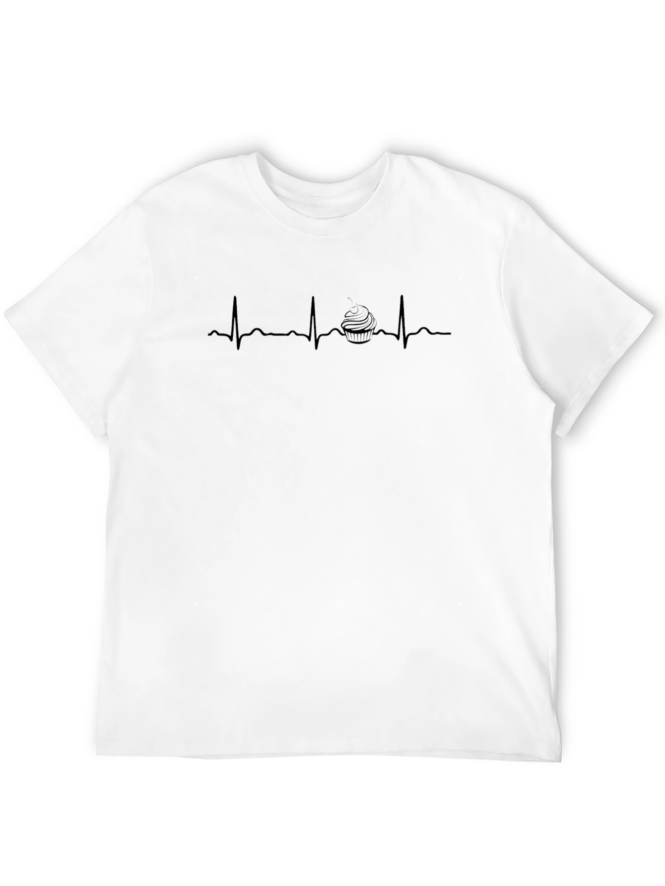 Cupcake Heartbeat T-Shirt - Black Cotton Graphic Tee