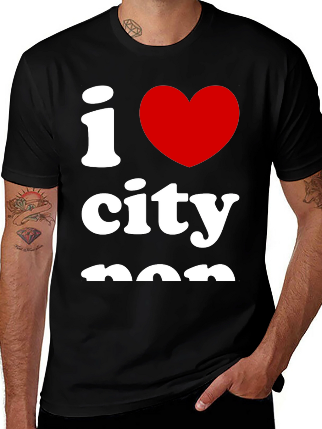 I Love City Tee - Black Cotton Graphic T-Shirt