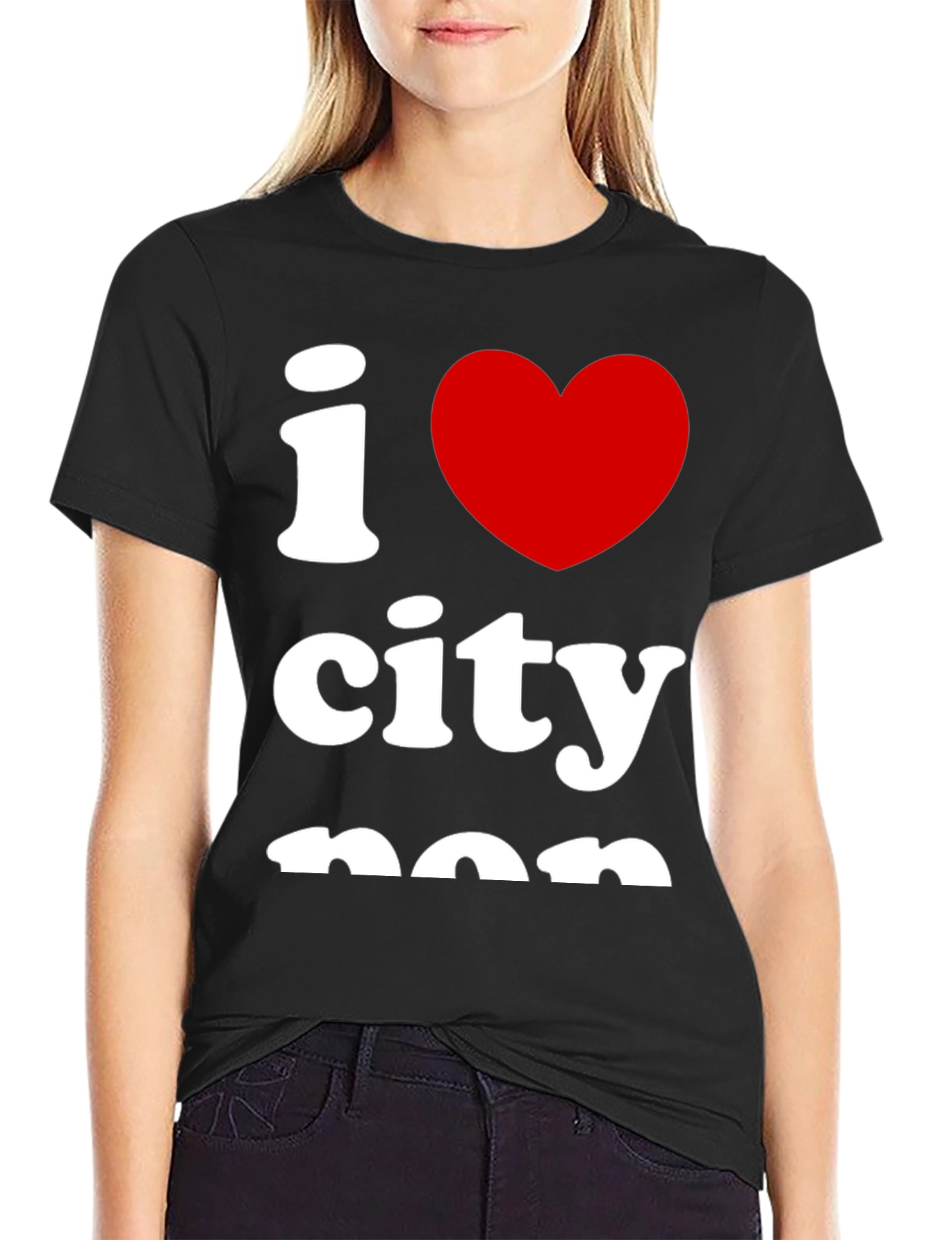 I Love City Tee - Black Cotton Graphic T-Shirt
