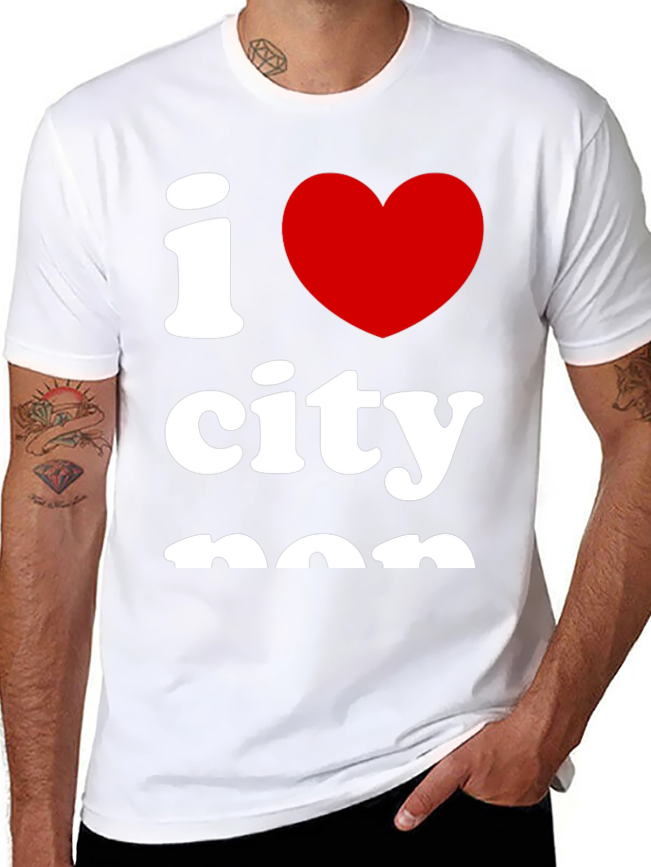 I Love City Tee - Black Cotton Graphic T-Shirt