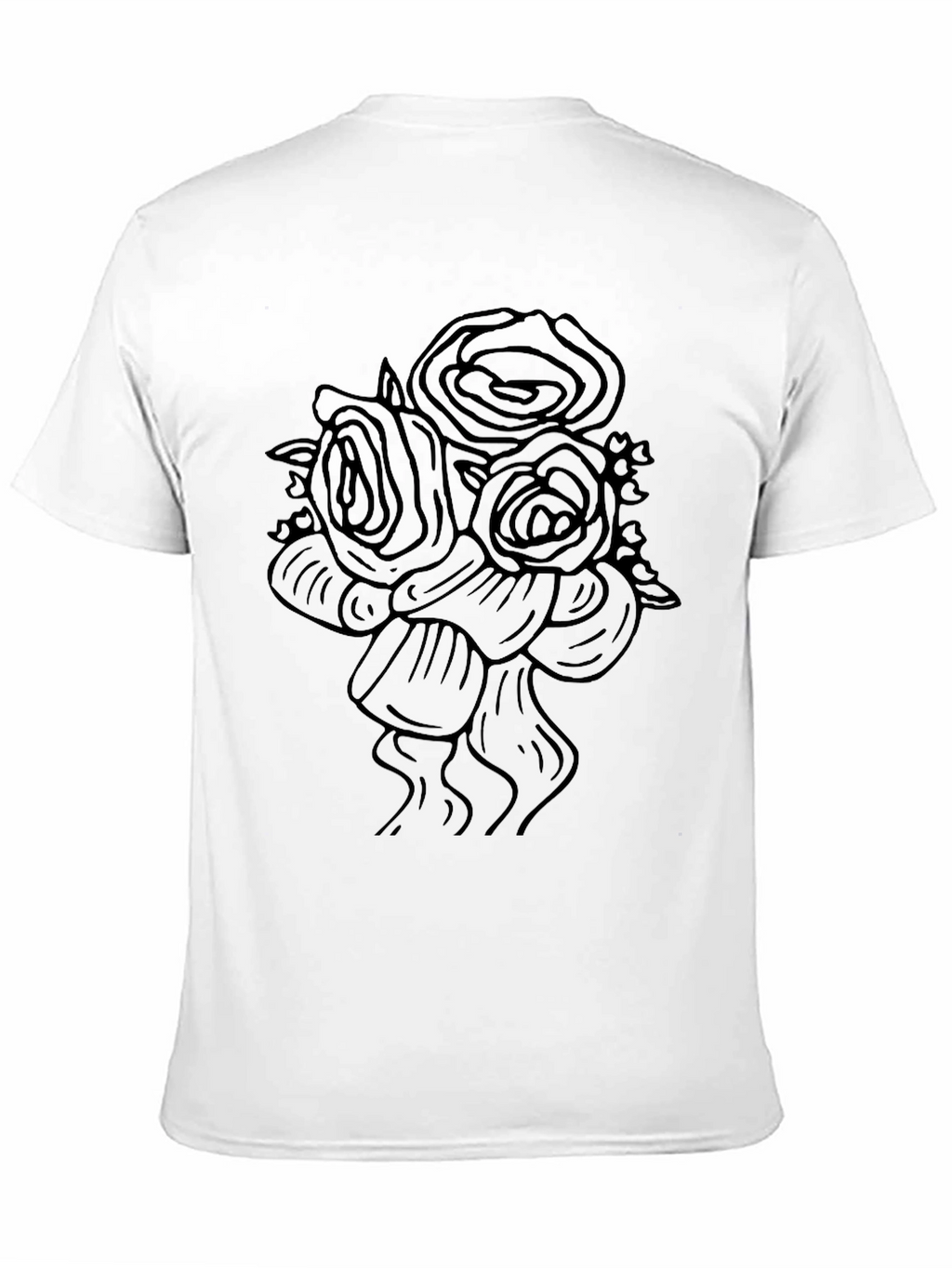Elegant Roses Graphic Tee - Black Cotton Blend