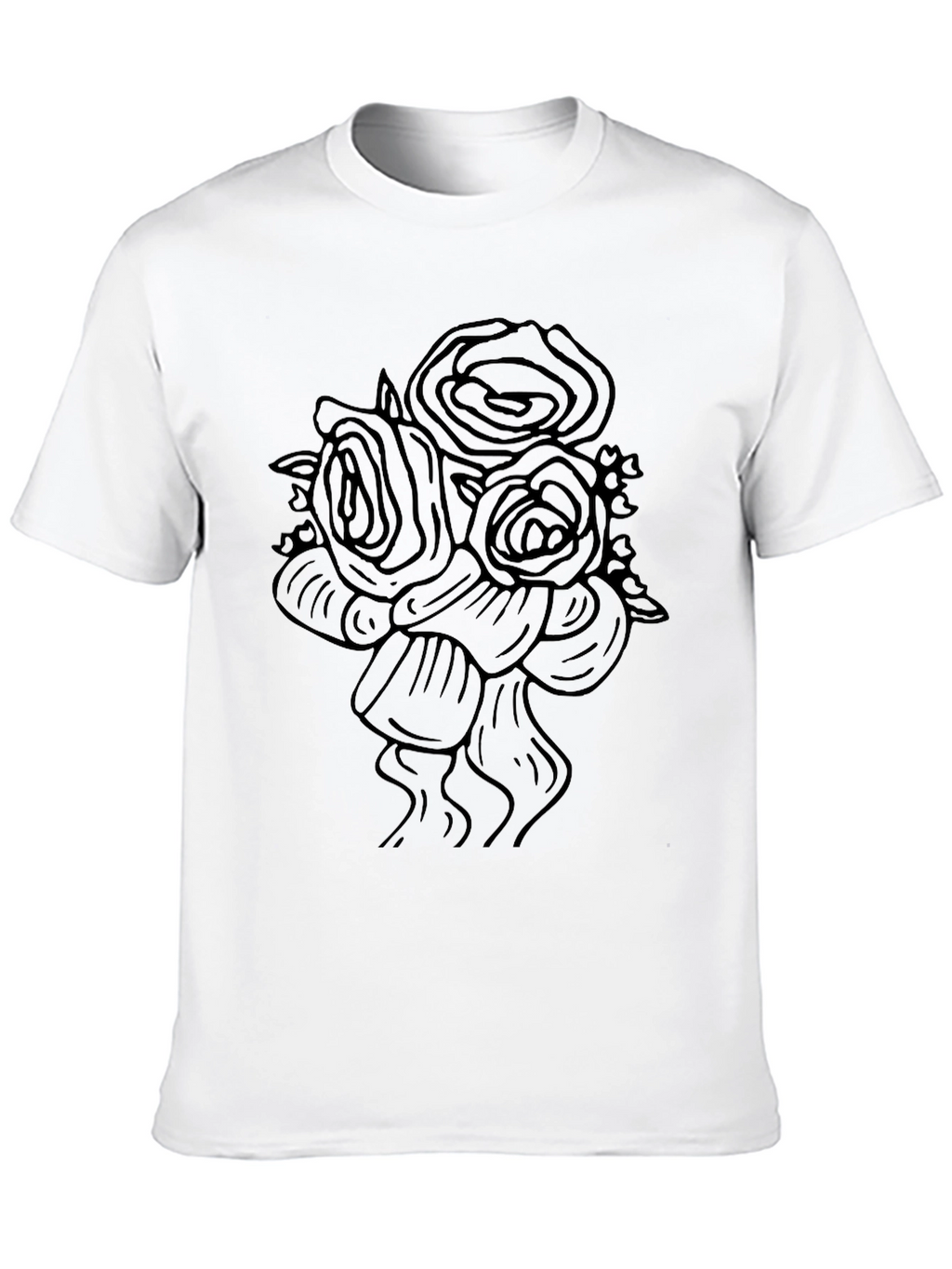 Elegant Roses Graphic Tee - Black Cotton Blend