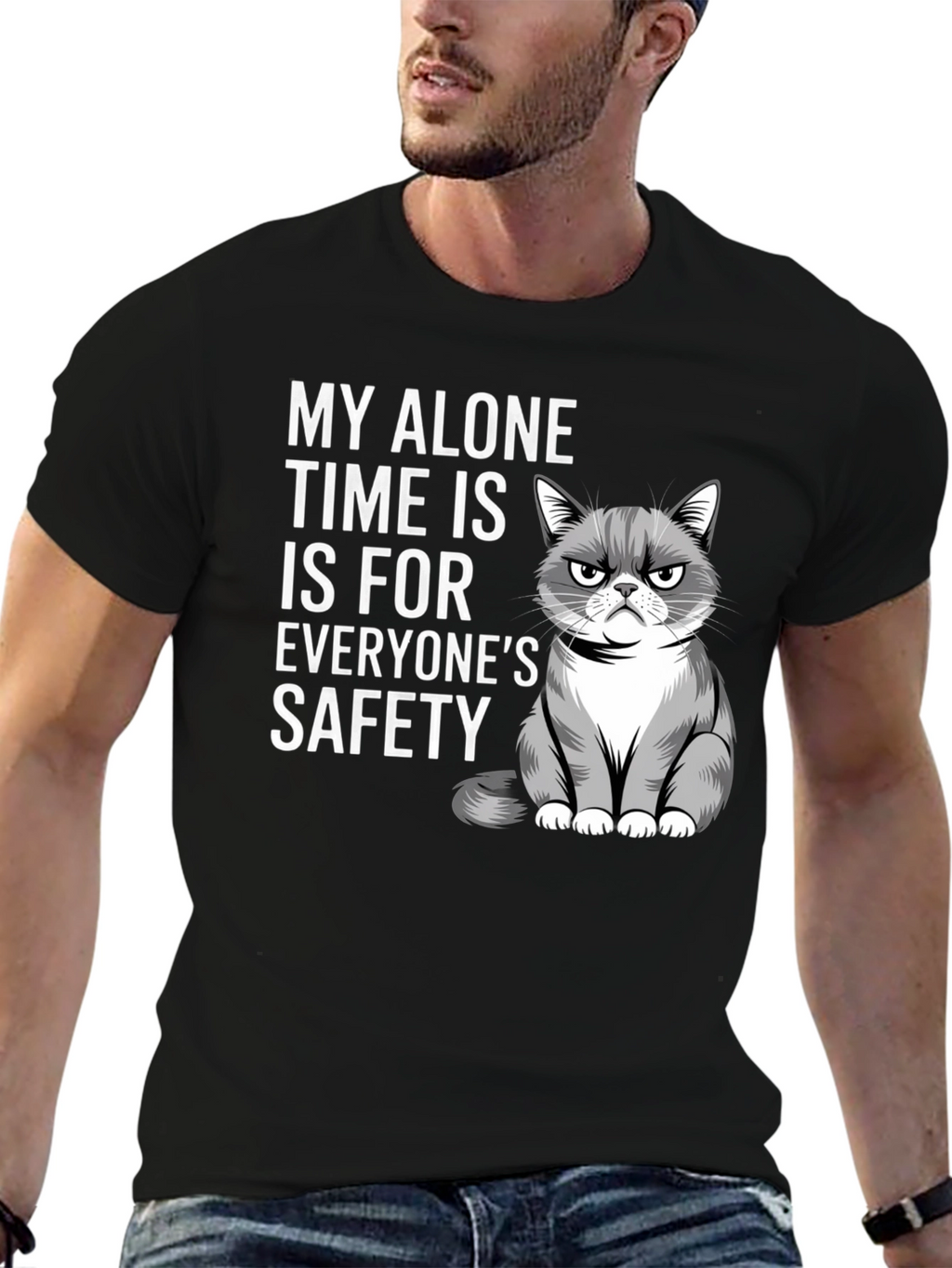 Grumpy Cat Alone Time Safety Graphic Tee