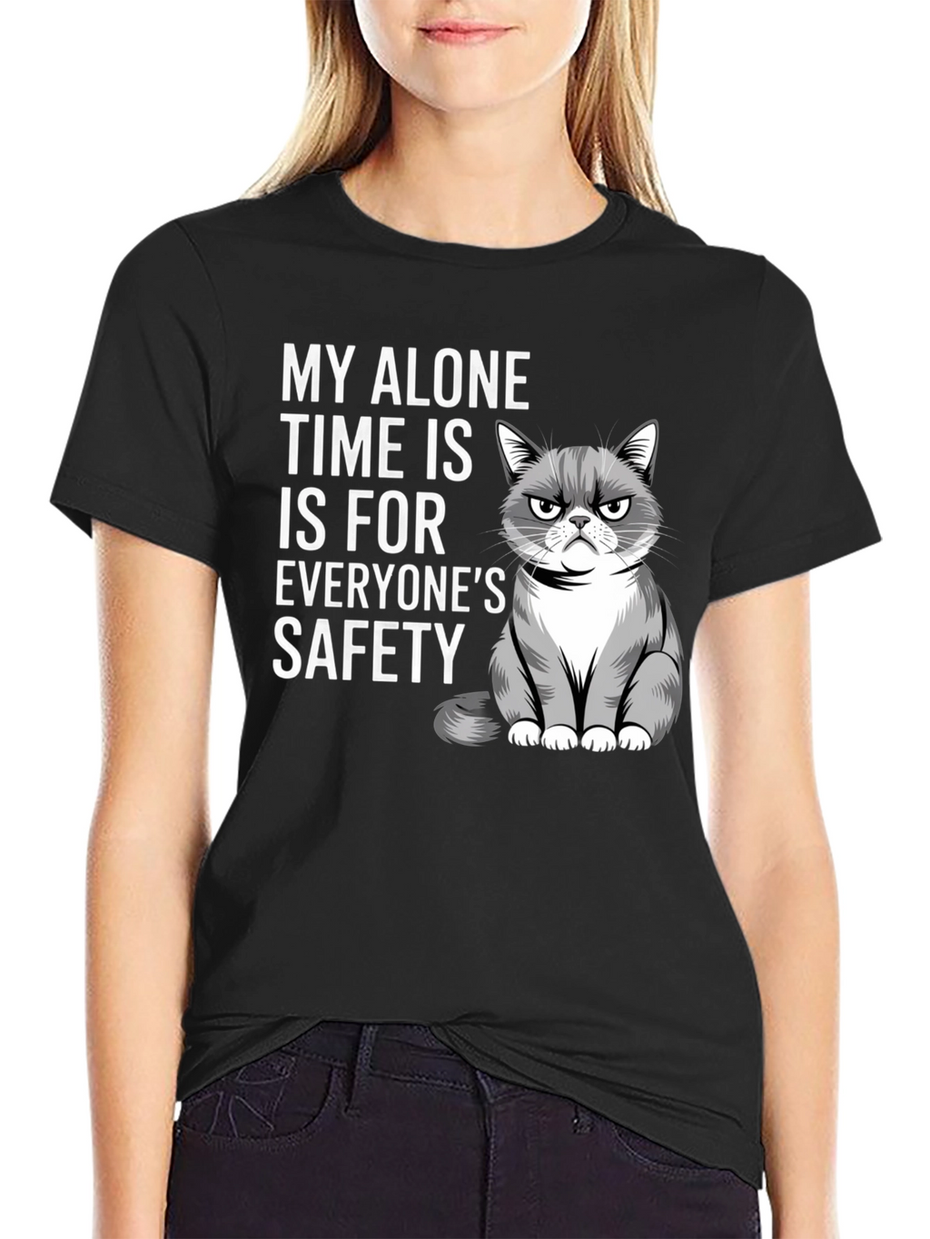 Grumpy Cat Alone Time Safety Graphic Tee