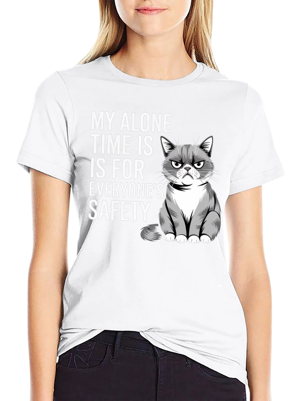 Grumpy Cat Alone Time Safety Graphic Tee