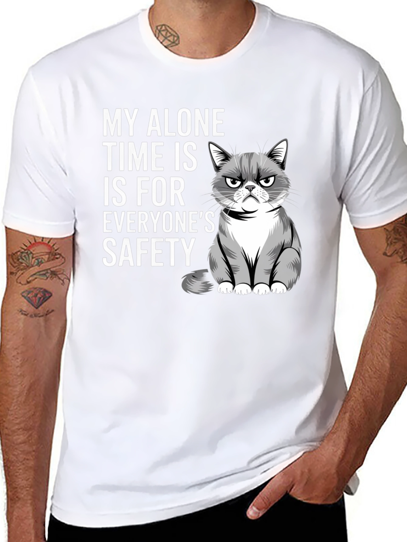 Grumpy Cat Alone Time Safety Graphic Tee