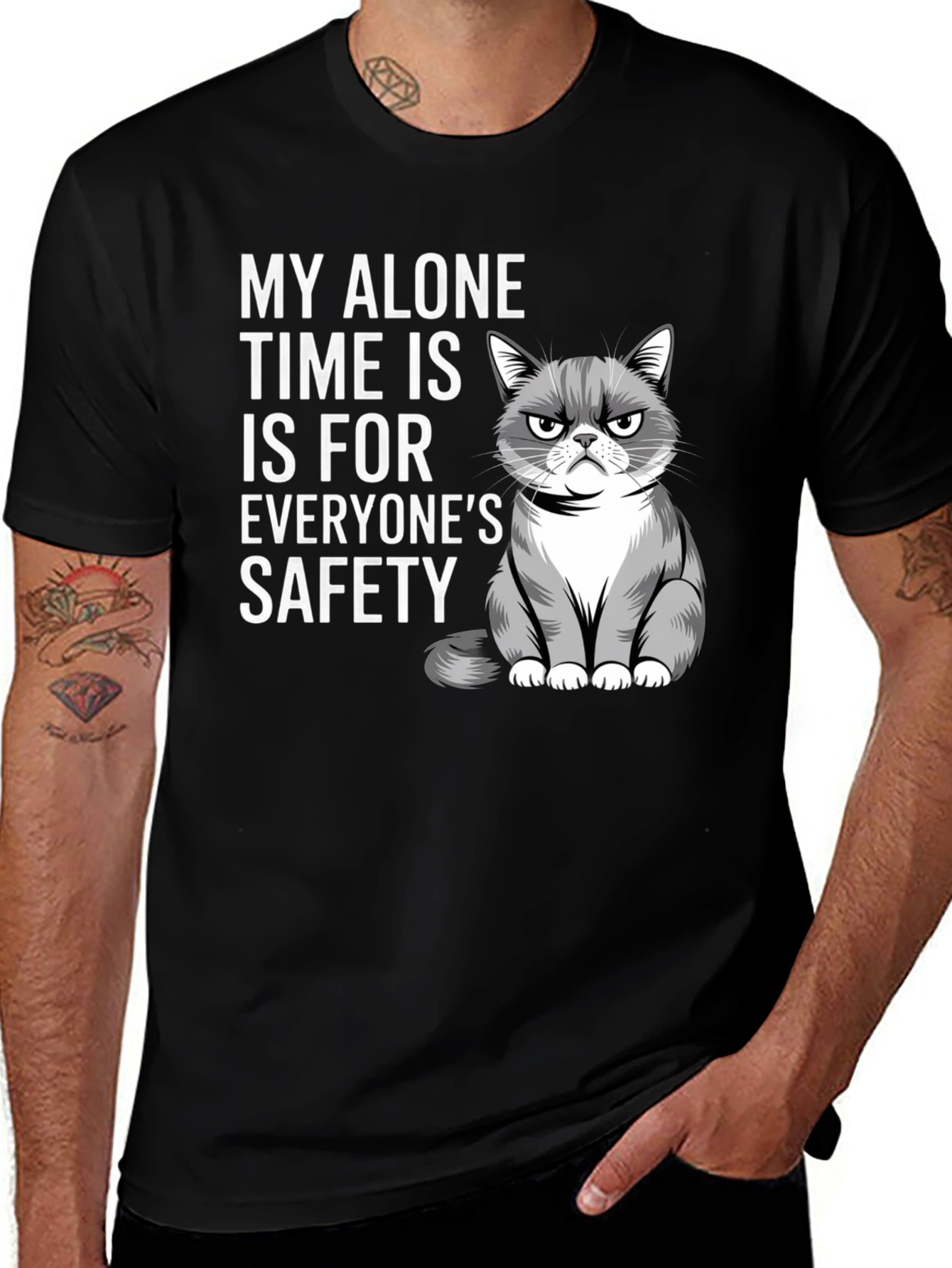 Grumpy Cat Alone Time Safety Graphic Tee