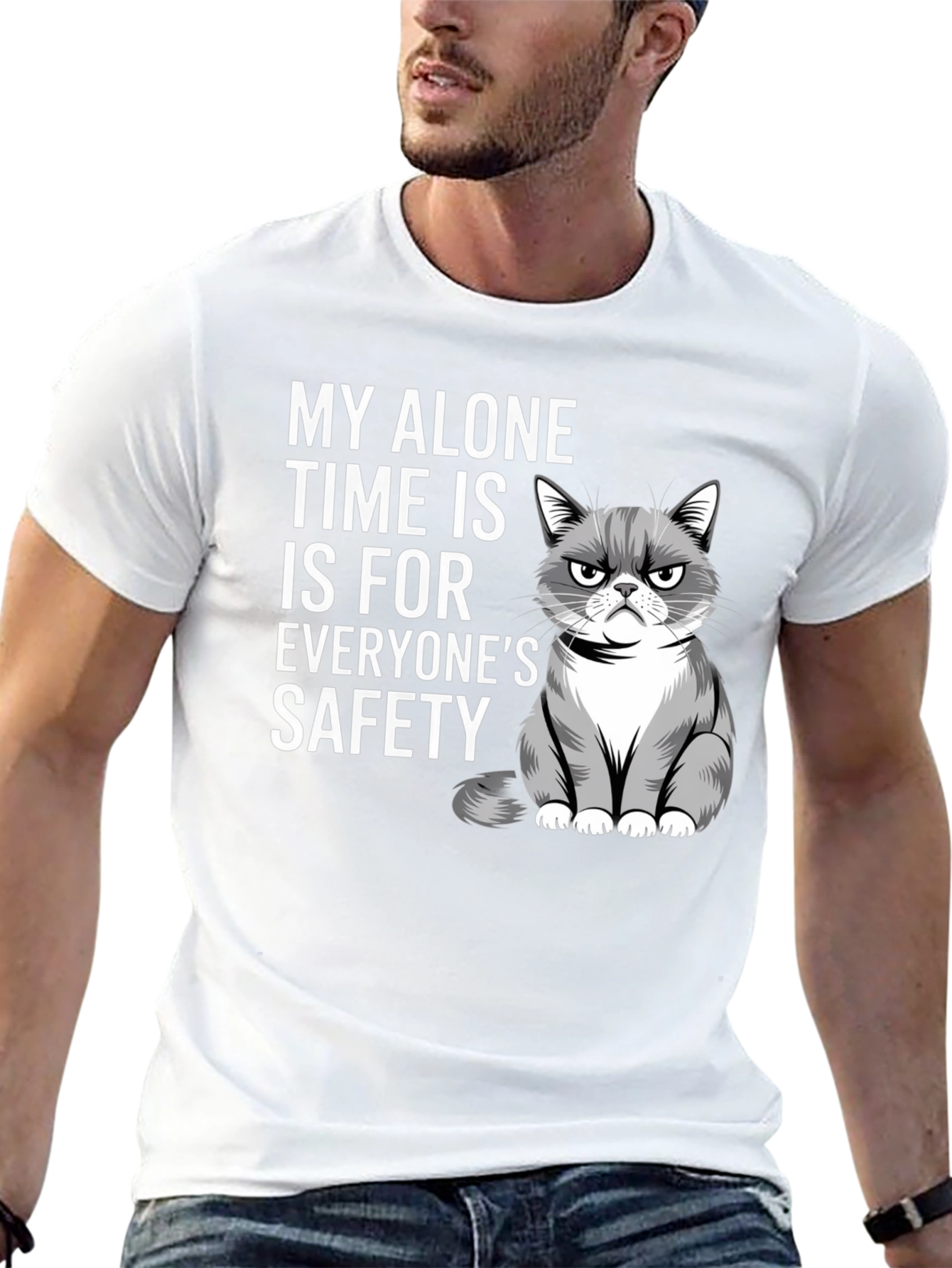Grumpy Cat Alone Time Safety Graphic Tee