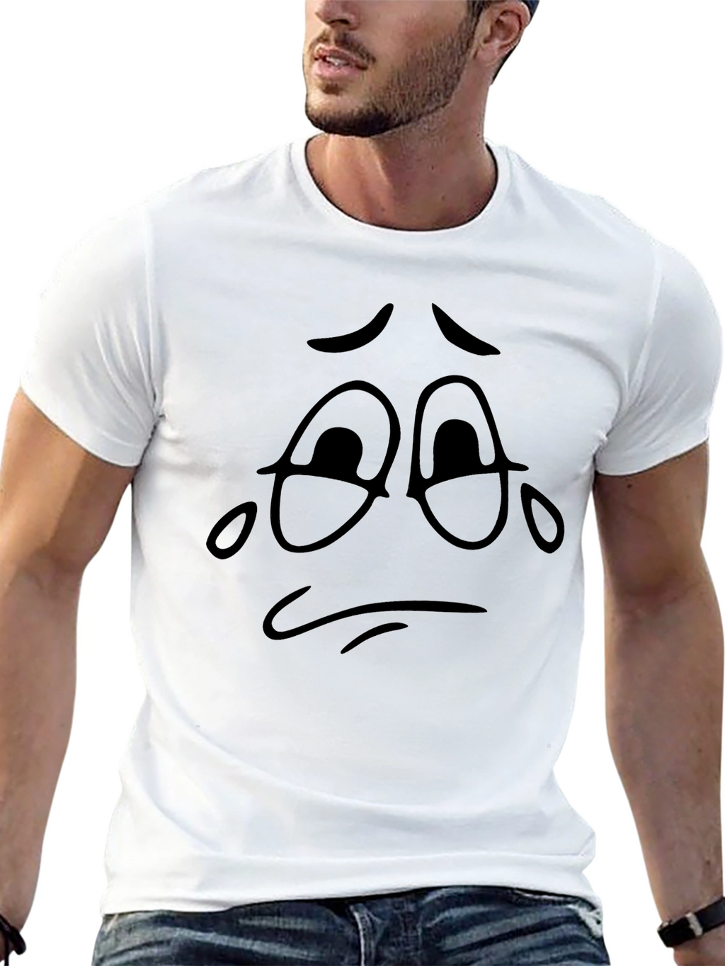 Sad Face Graphic Black T-Shirt