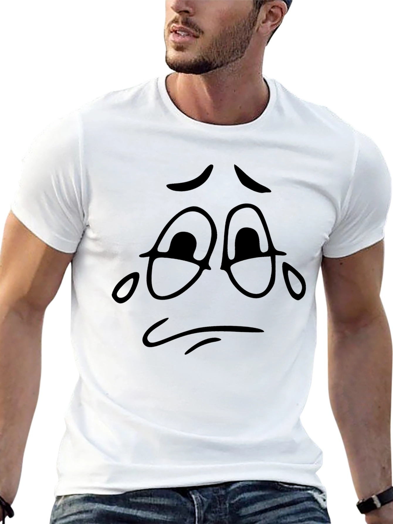 Sad Face Graphic Black T-Shirt