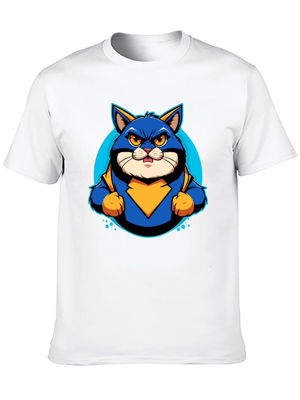 Superhero Cat Graphic T-Shirt - Cool Cartoon Design