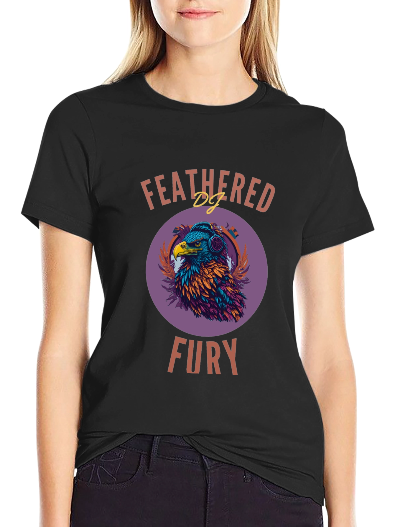 Feathered Fury T-Shirt - Eagle DJ Design