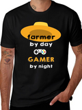 Farmer by Day Gamer by Night Black T-Shirt