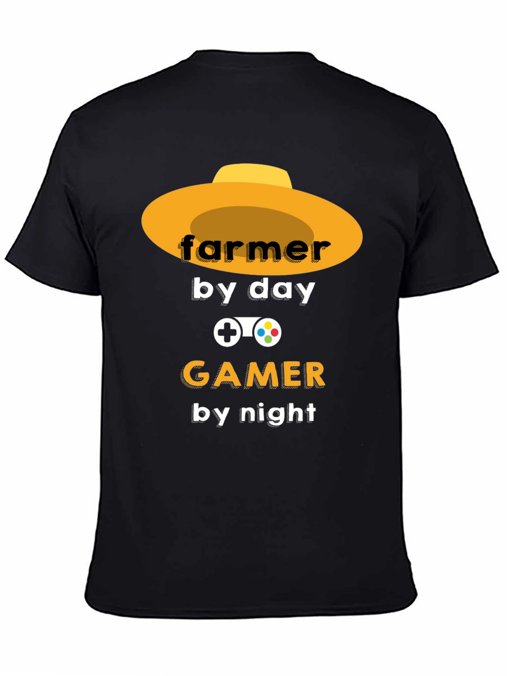 Farmer by Day Gamer by Night Black T-Shirt