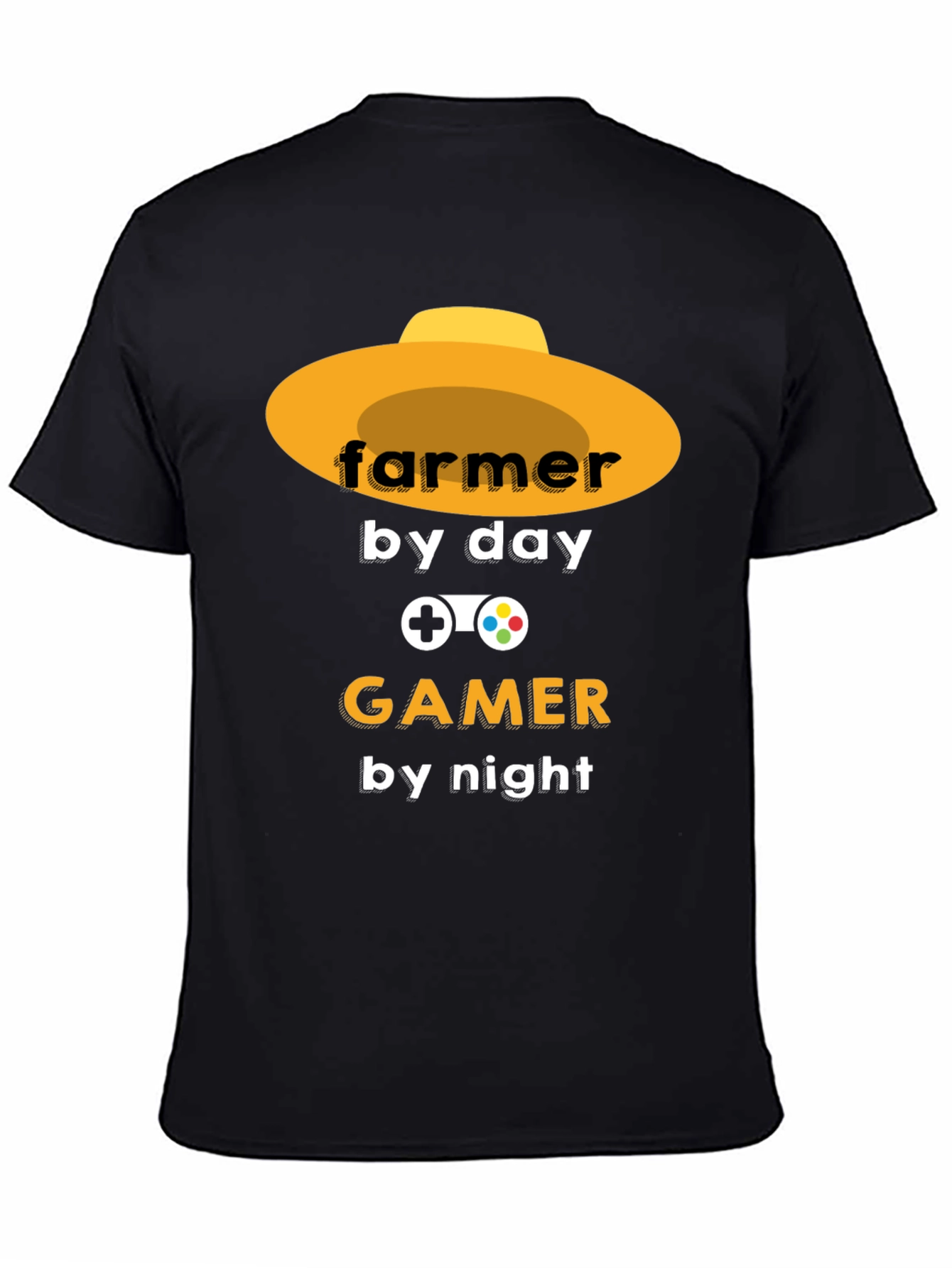 Farmer by Day Gamer by Night Black T-Shirt
