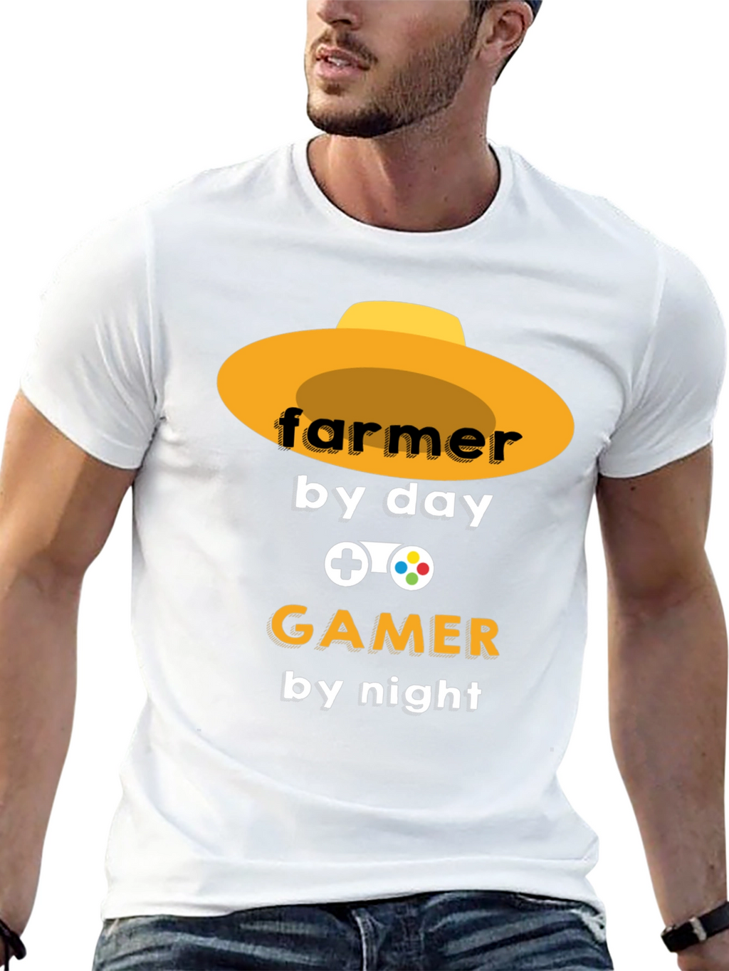 Farmer by Day Gamer by Night Black T-Shirt