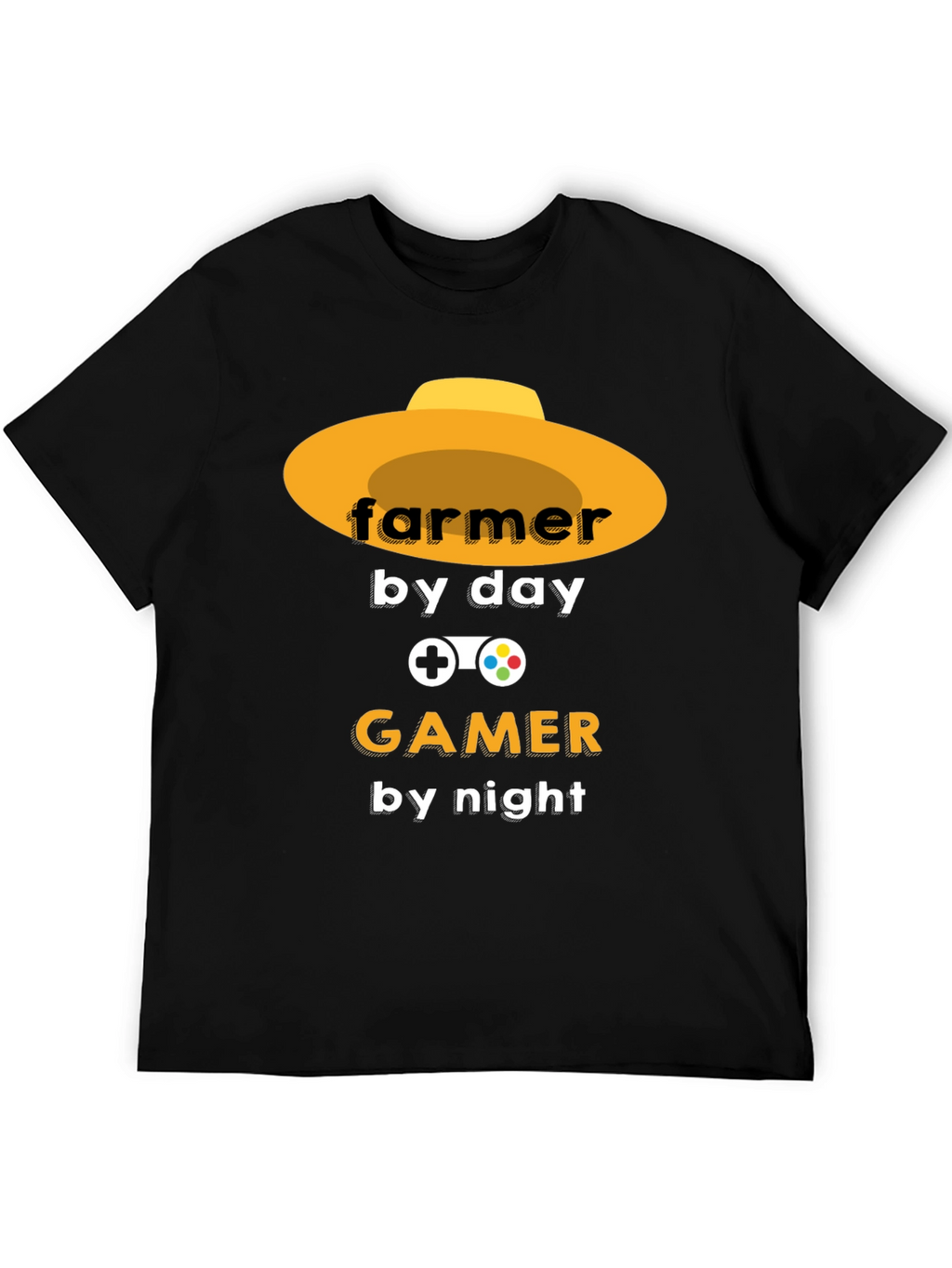 Farmer by Day Gamer by Night Black T-Shirt