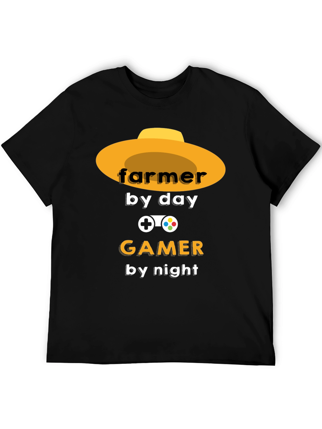Farmer by Day Gamer by Night Black T-Shirt