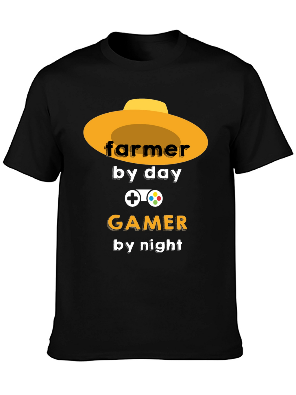 Farmer by Day Gamer by Night Black T-Shirt