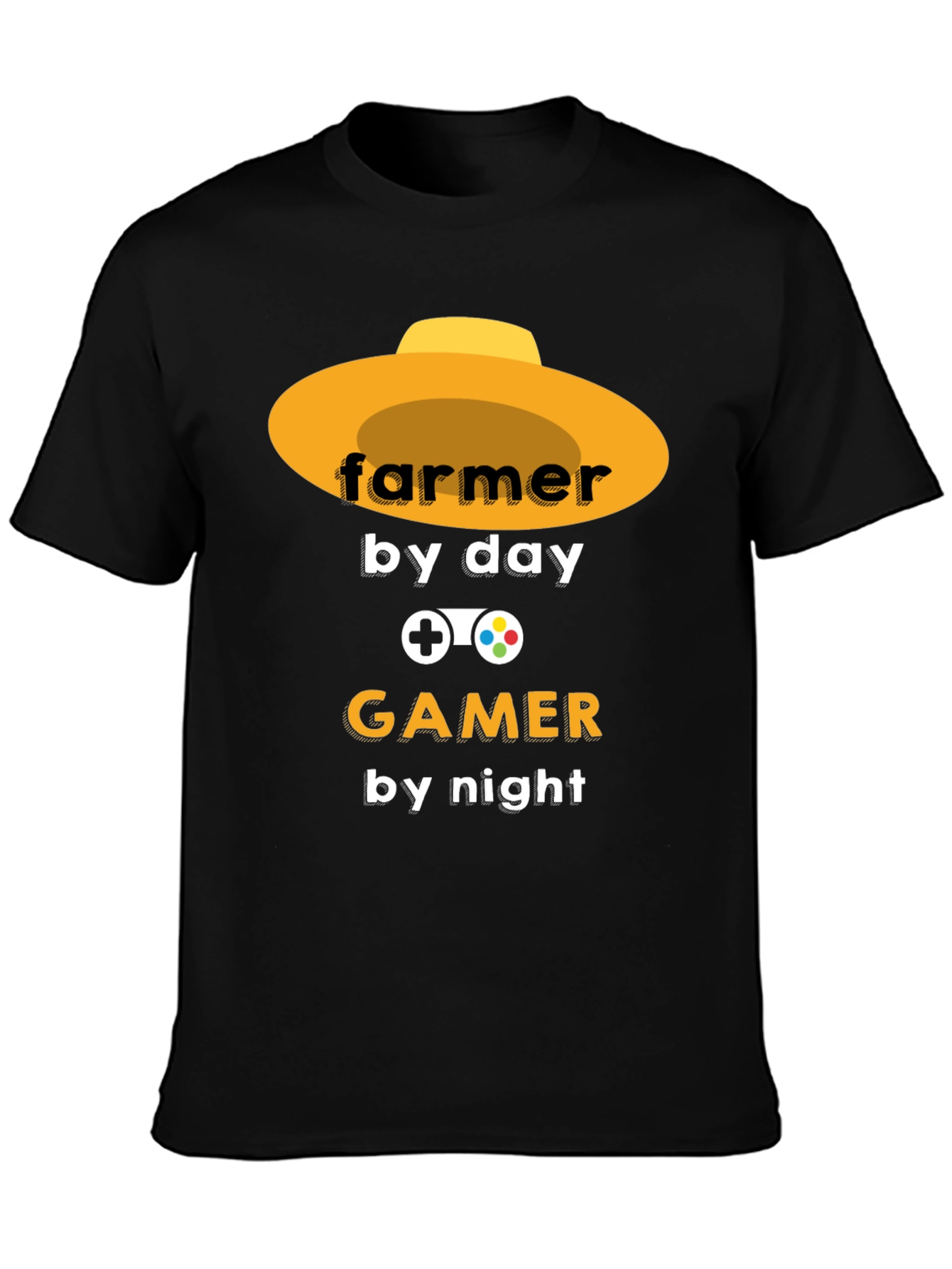 Farmer by Day Gamer by Night Black T-Shirt