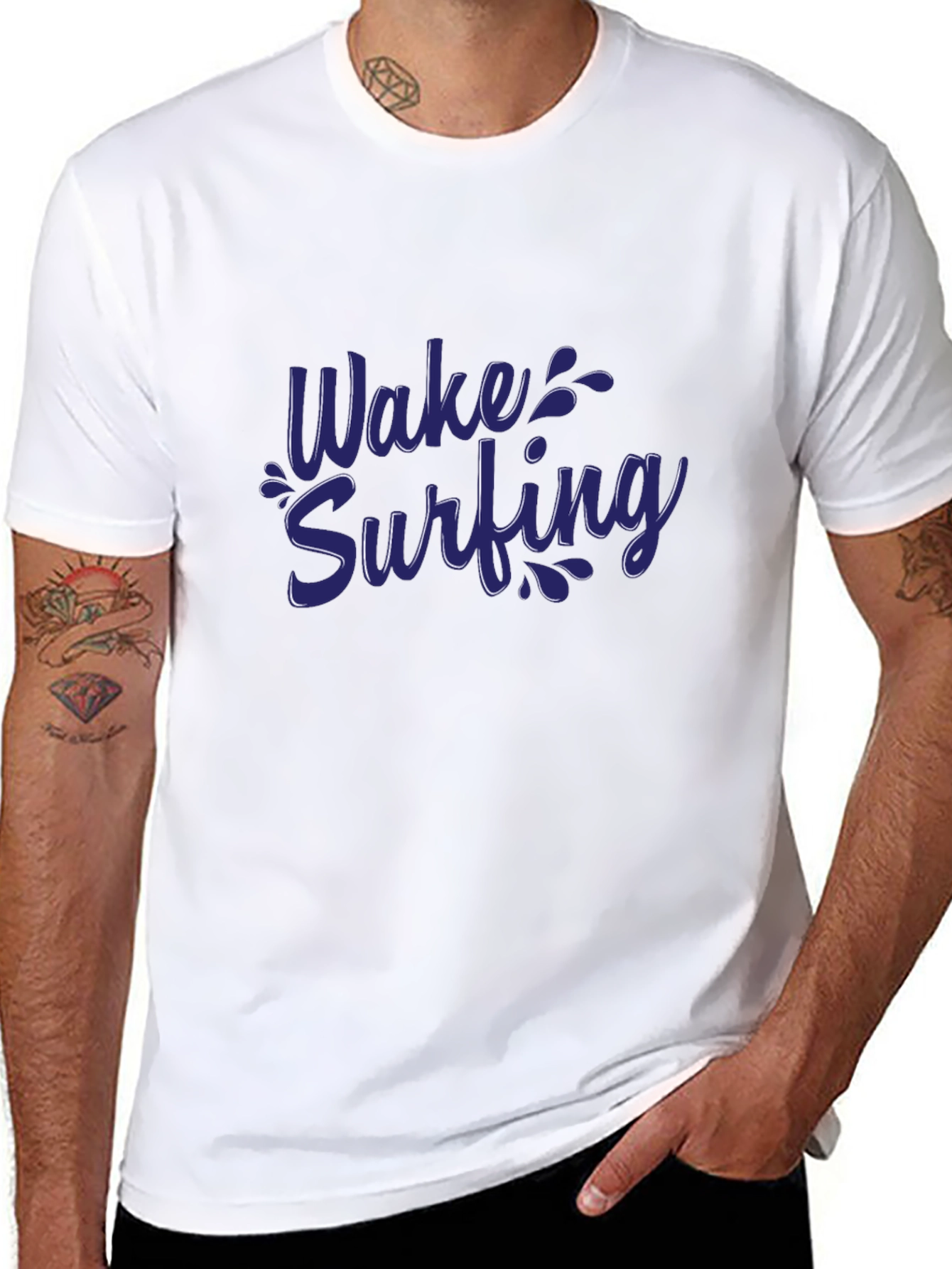 Wake Surfing Graphic Tee - Black Cotton Comfort