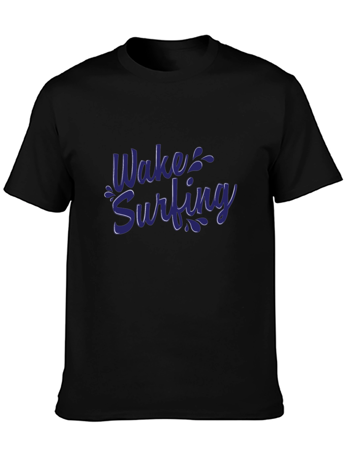 Wake Surfing Graphic Tee - Black Cotton Comfort