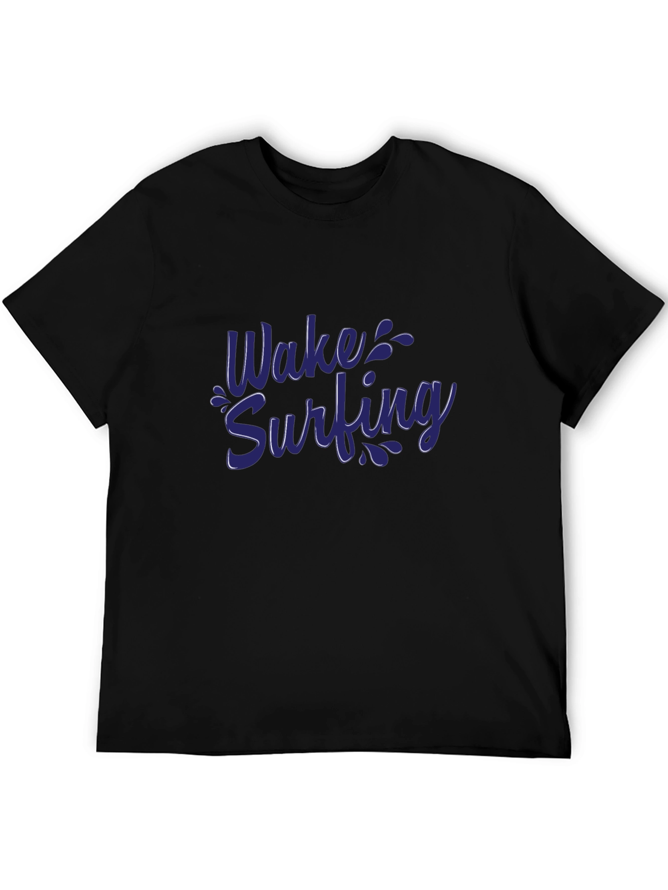 Wake Surfing Graphic Tee - Black Cotton Comfort