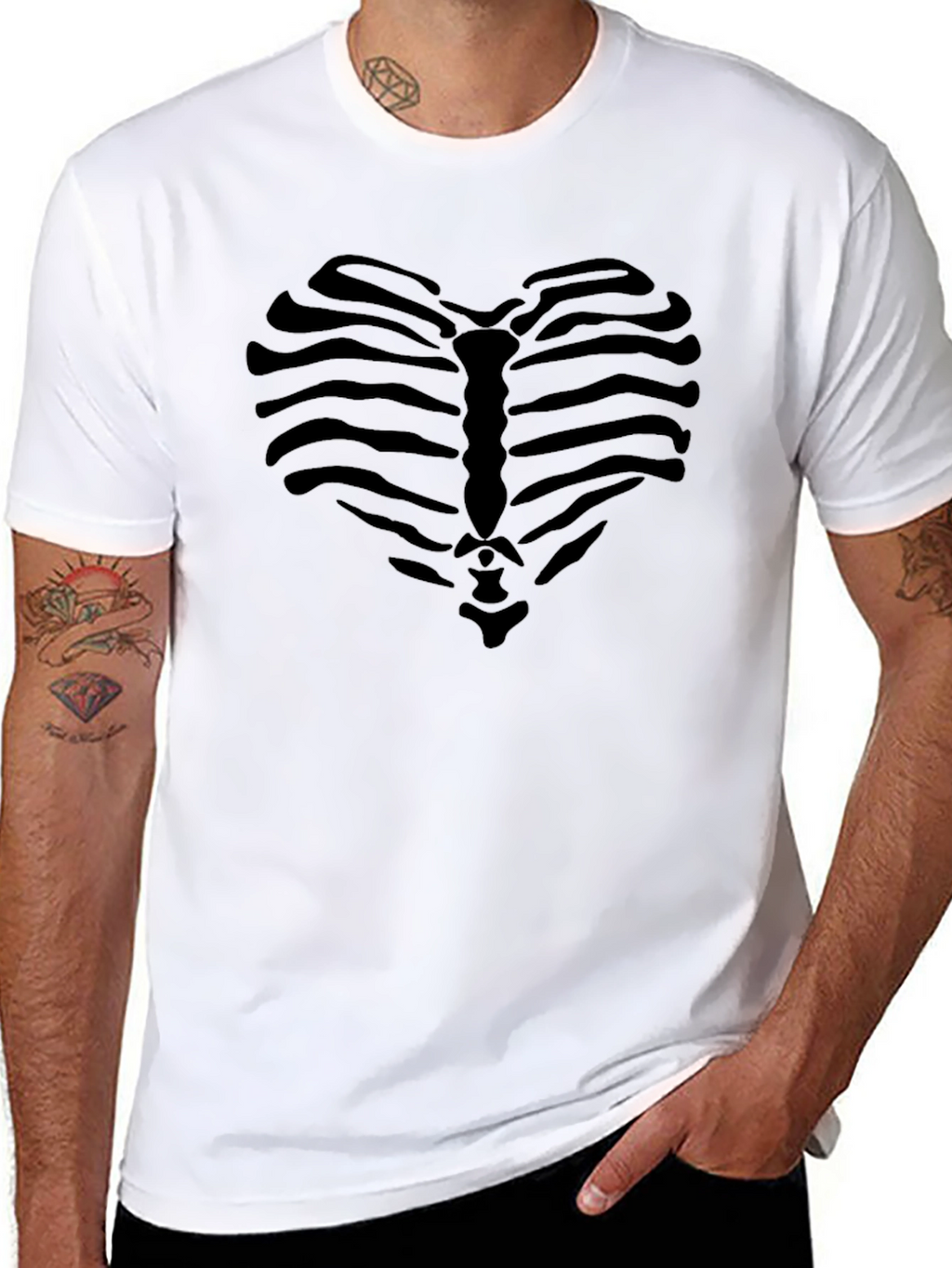 Heart Ribcage Graphic T-Shirt - Black