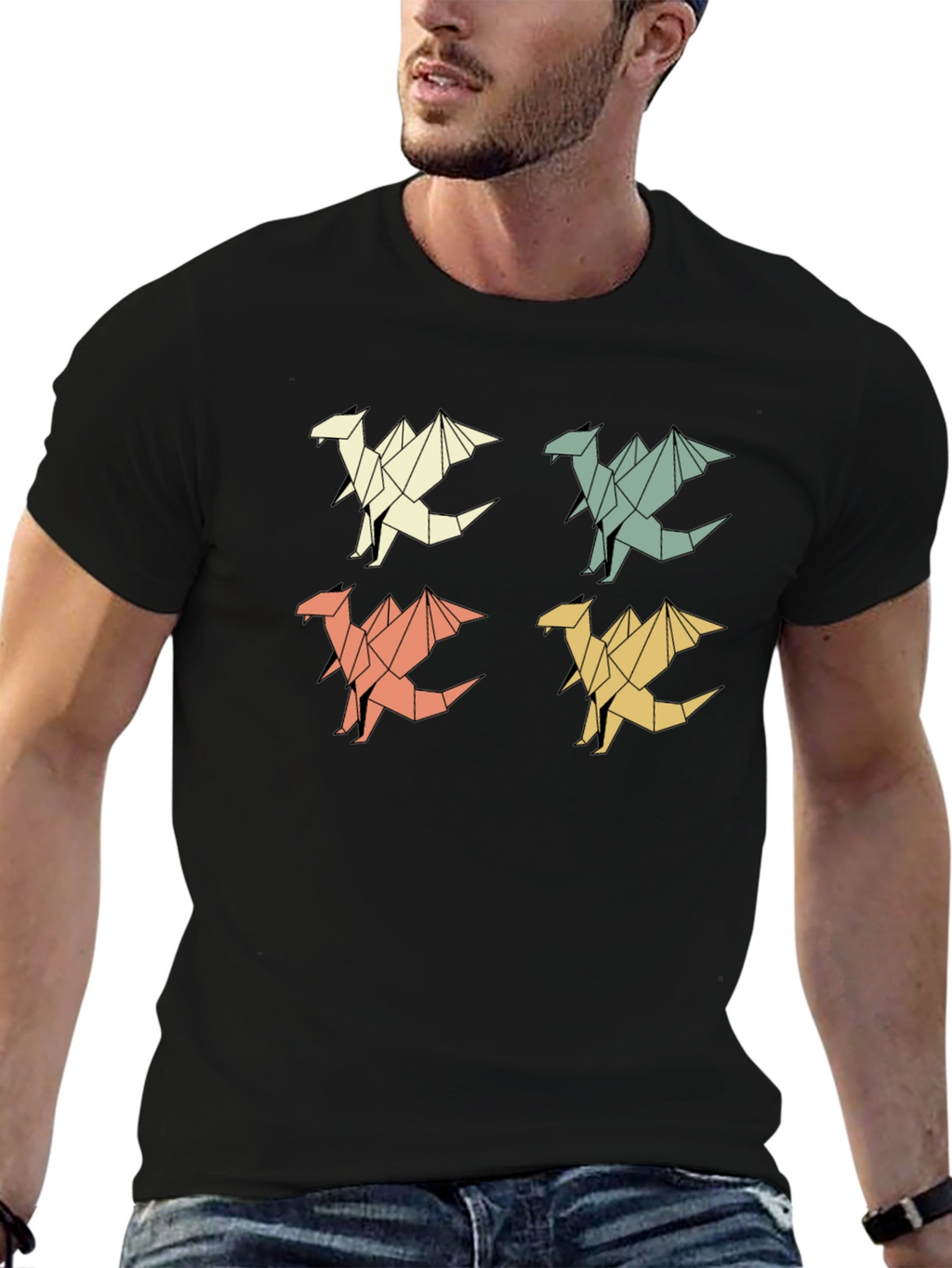 Geometric Origami Dragon T-Shirt