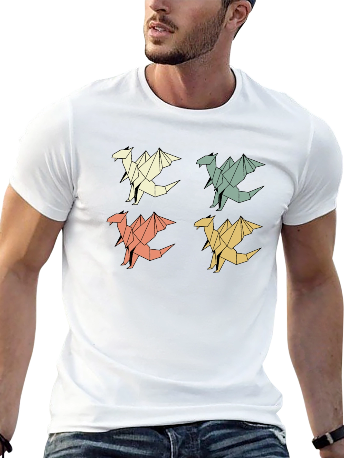 Geometric Origami Dragon T-Shirt