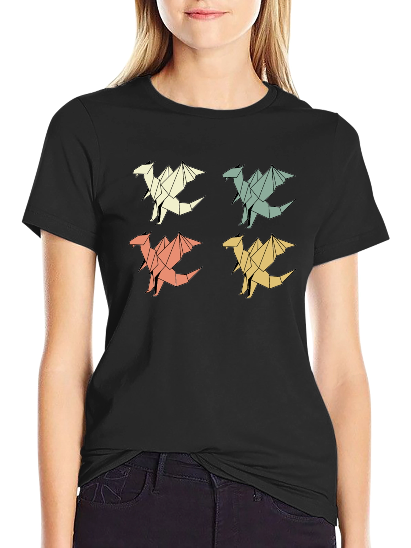 Geometric Origami Dragon T-Shirt