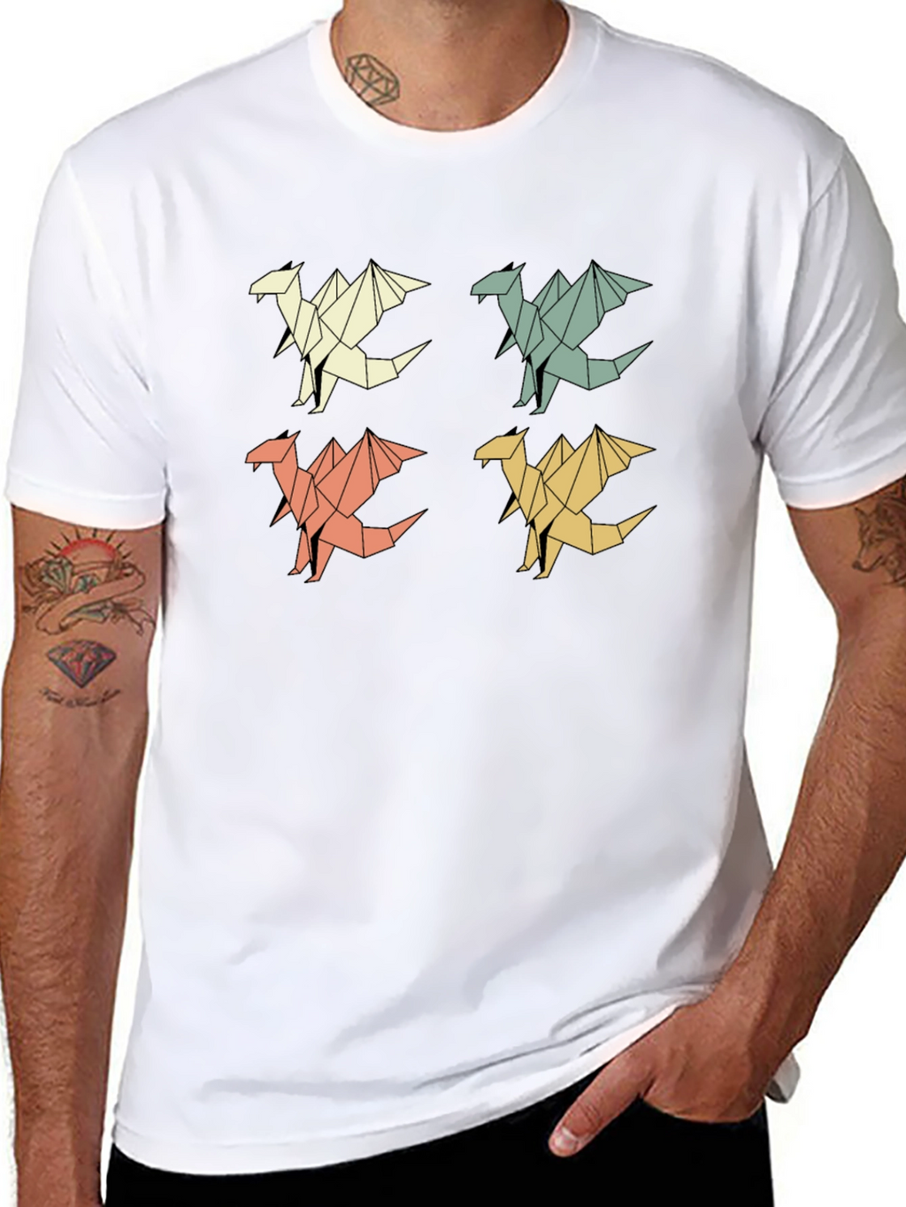 Geometric Origami Dragon T-Shirt