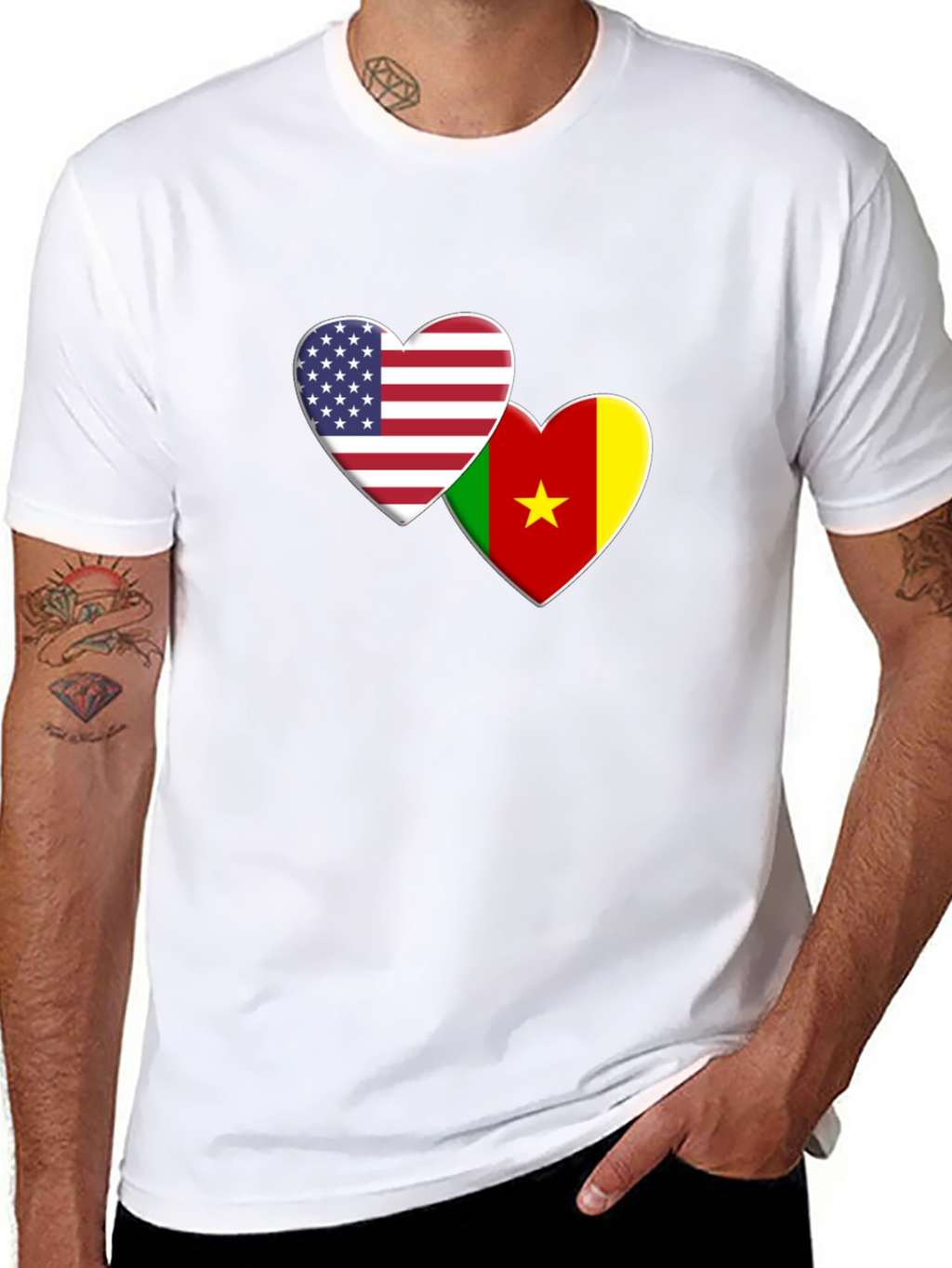USA Cameroon Love Heart Flag T-Shirt