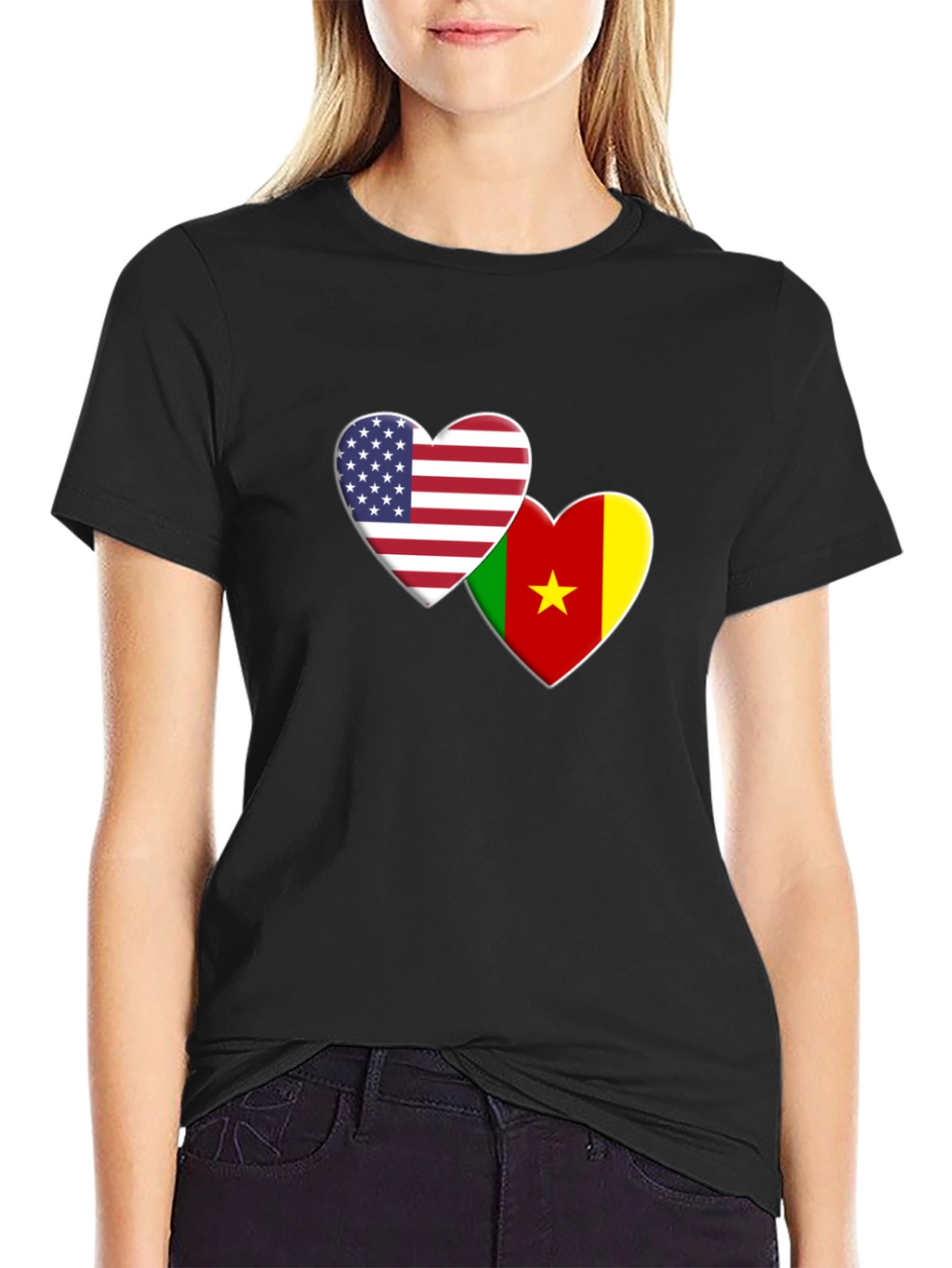 USA Cameroon Love Heart Flag T-Shirt