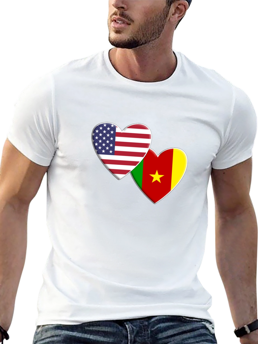 USA Cameroon Love Heart Flag T-Shirt