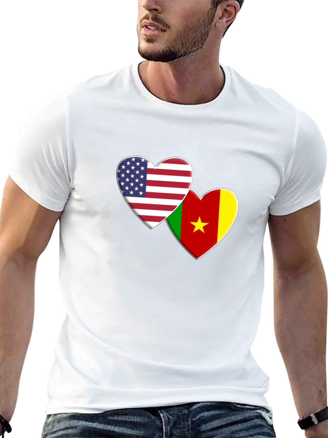 USA Cameroon Love Heart Flag T-Shirt