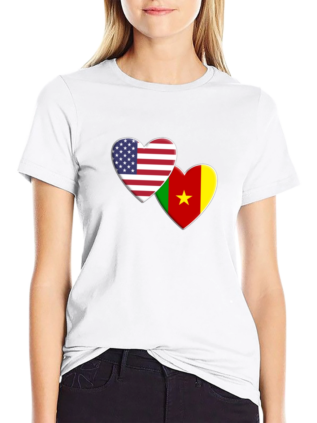 USA Cameroon Love Heart Flag T-Shirt