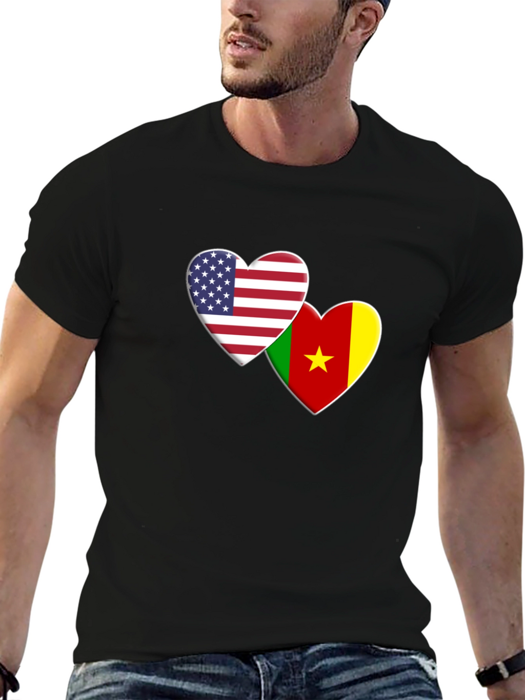 USA Cameroon Love Heart Flag T-Shirt