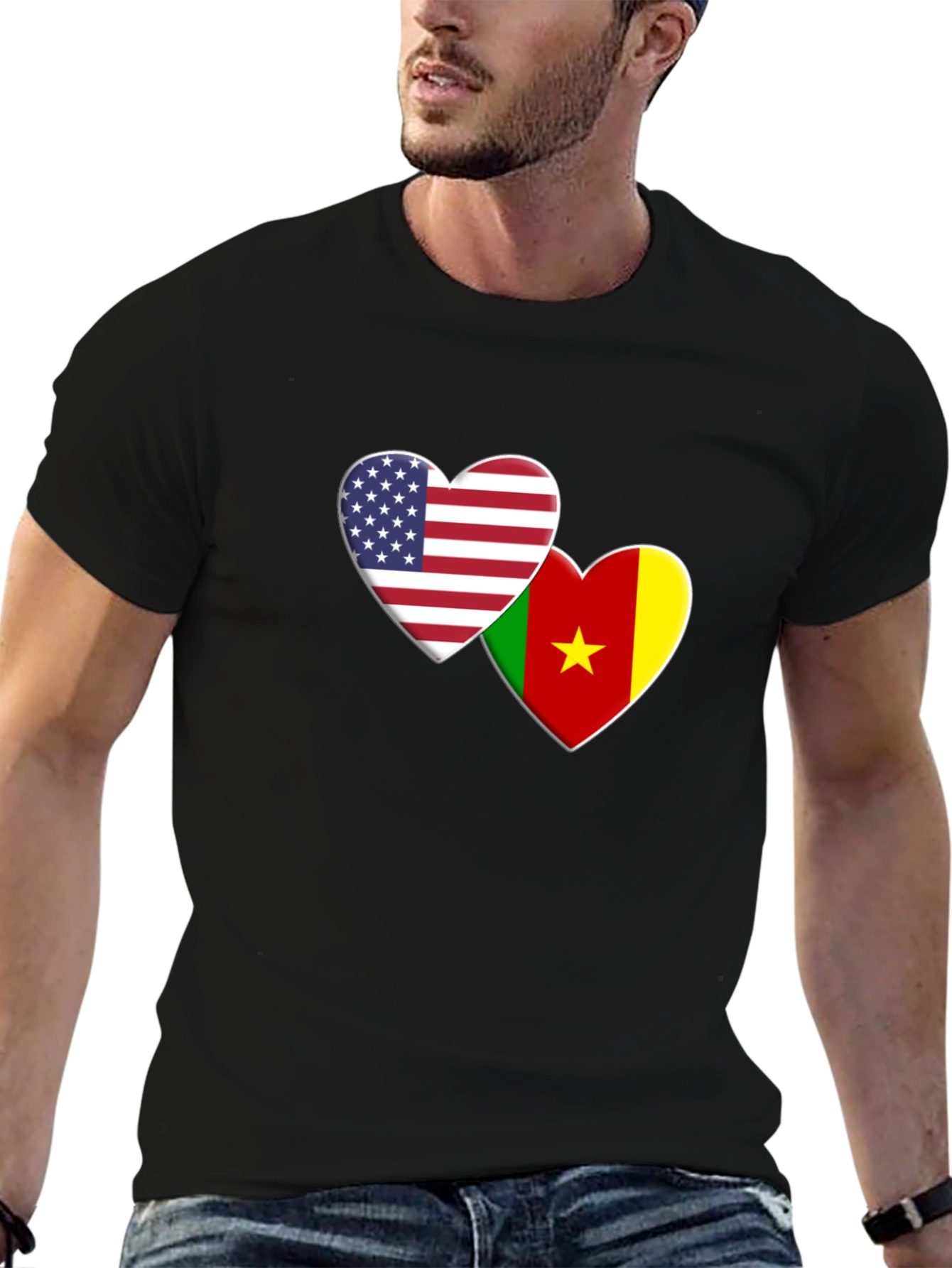 USA Cameroon Love Heart Flag T-Shirt