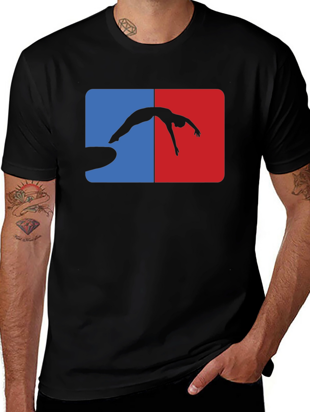 Cliff Diver Graphic Tee - Black Cotton T-Shirt