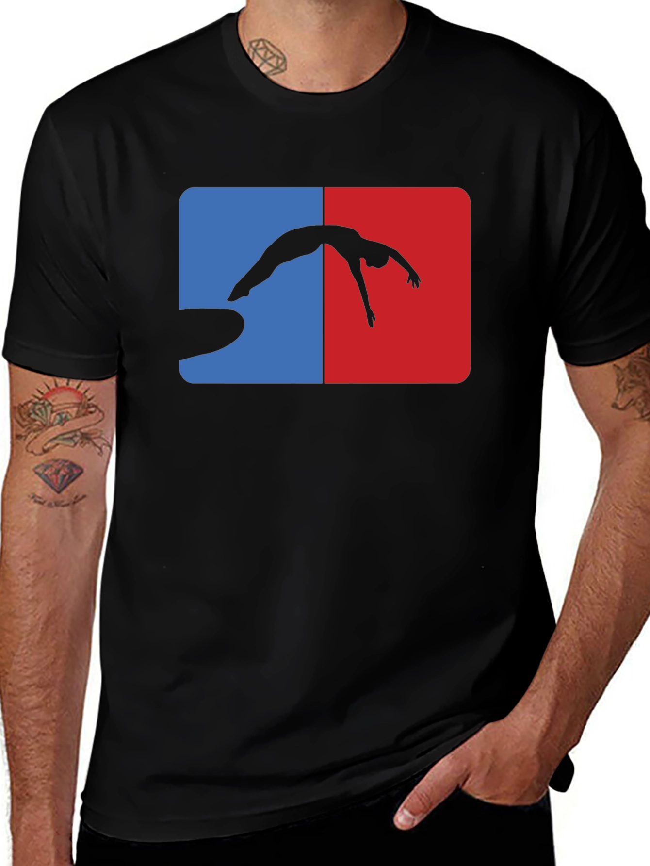 Cliff Diver Graphic Tee - Black Cotton T-Shirt