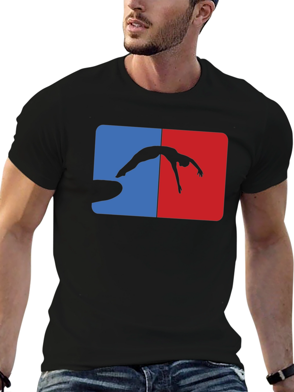 Cliff Diver Graphic Tee - Black Cotton T-Shirt