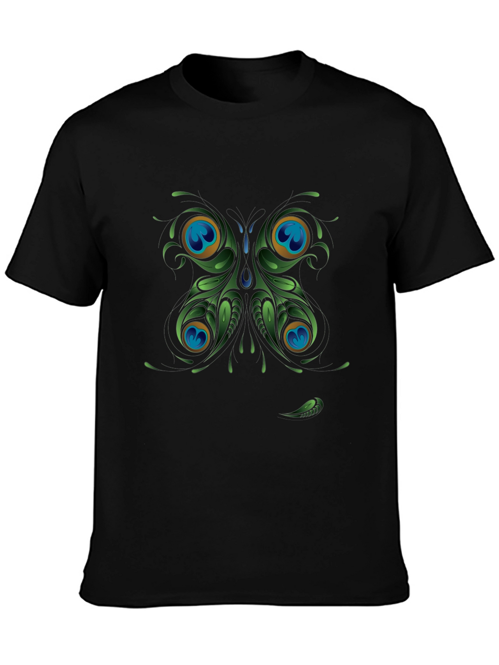 Peacock Butterfly Graphic Black T-Shirt