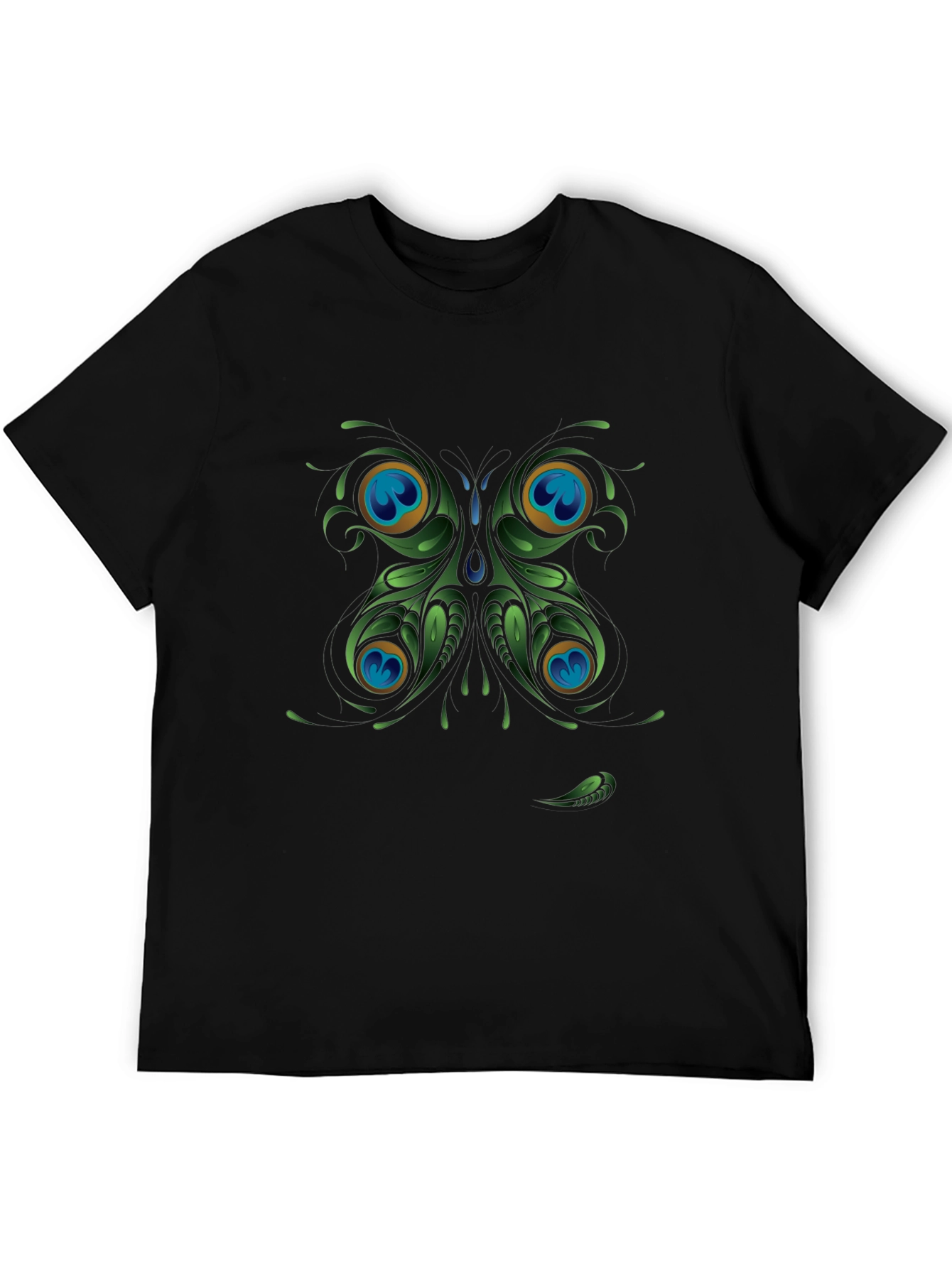 Peacock Butterfly Graphic Black T-Shirt