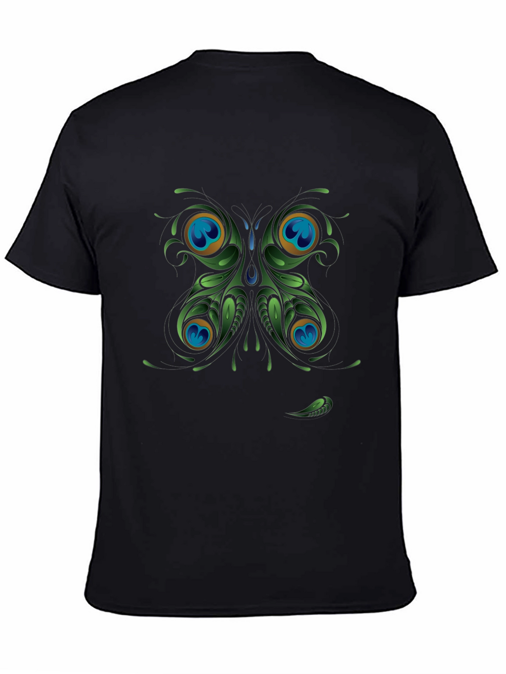 Peacock Butterfly Graphic Black T-Shirt