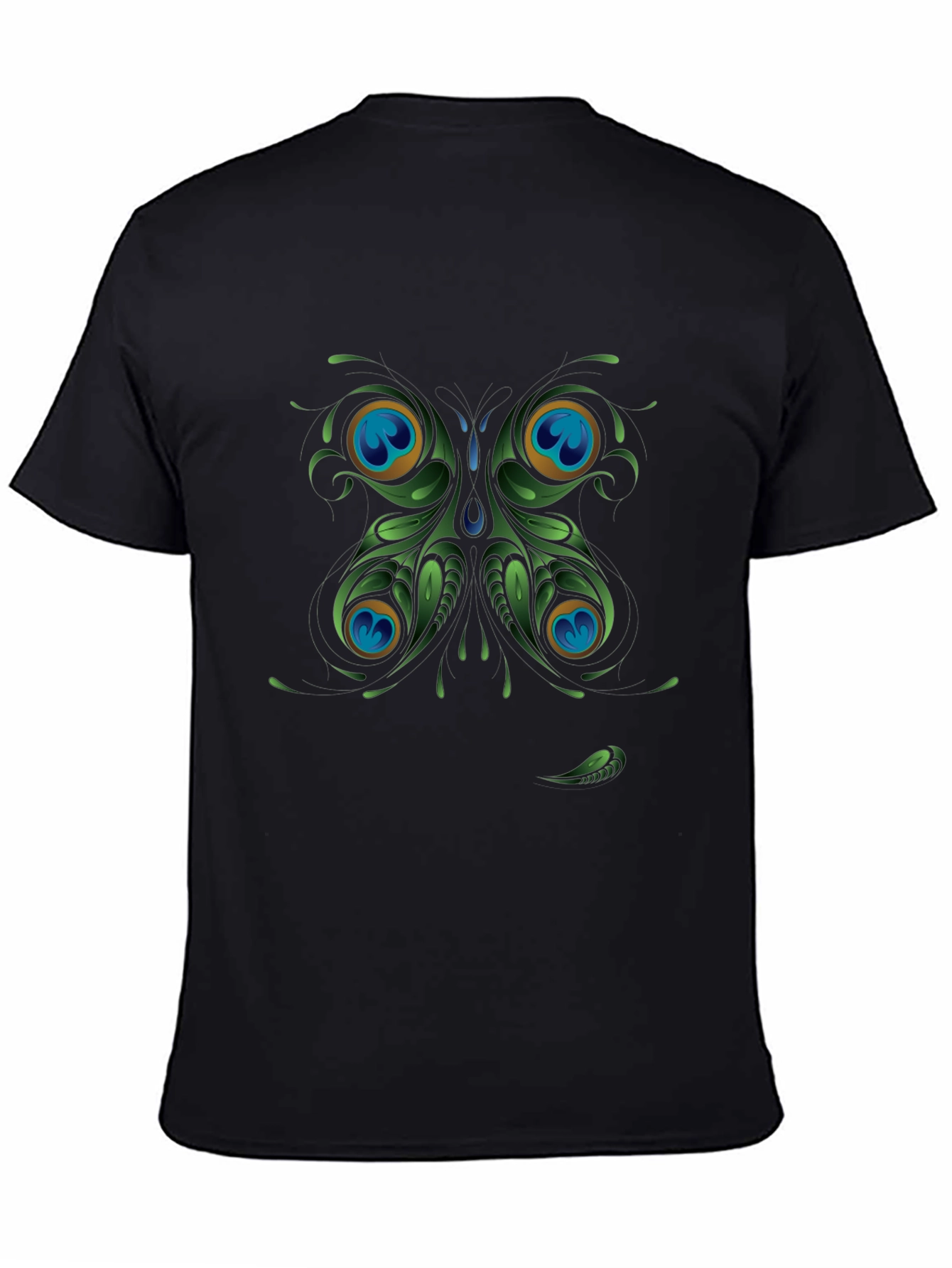 Peacock Butterfly Graphic Black T-Shirt