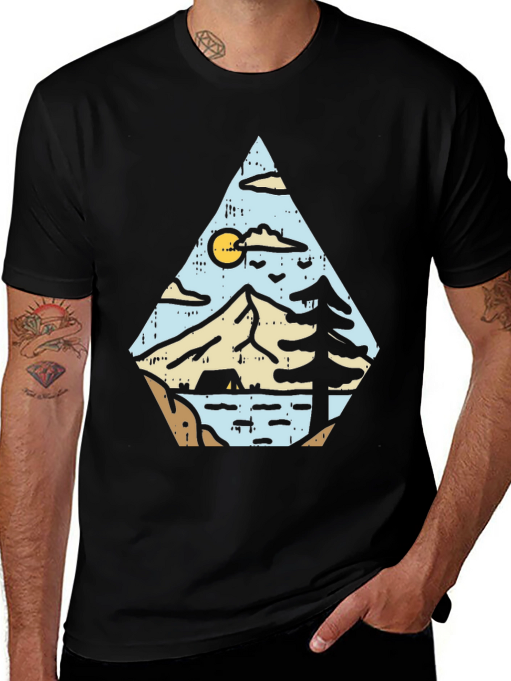 Outdoor Adventure Graphic Tee - Black